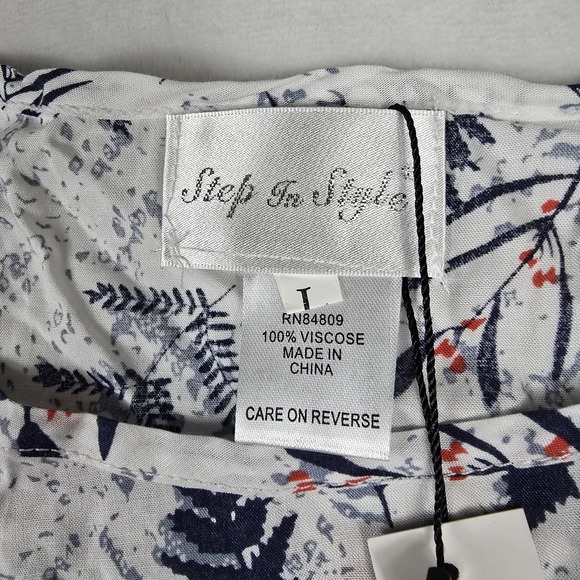 Step In Style Women's Size‎ Large White Floral Short Sleeve Dress New - Picture 3 of 6